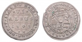 Philipp Reinhard 1685 - 1712
Deutschland nach Regionen/Städten und Jahreszahlen geordnet, Hanau-Lichtenberg. 6 Albus, 1693. 4,69g
Sf.
ss