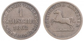 Georg V. 1851 - 1866
Deutschland nach Regionen/Städten und Jahreszahlen geordnet, Hannover. Groschen, 1862 B. 2,10g
ss