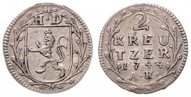 Ludwig VIII. 1739 - 1768
Deutschland nach Regionen/Städten und Jahreszahlen geordnet, Hessen. 2 Kreuzer, 1744. 0,92g
Schön 59
ss/vz