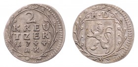 Ludwig VIII. 1739 - 1768
Deutschland nach Regionen/Städten und Jahreszahlen geordnet, Hessen. 2 Kreuzer, 1744. 0,90g
Schön 59
ss