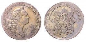 Friedrich II. 1760 - 1785
Deutschland nach Regionen/Städten und Jahreszahlen geordnet, Hessen. 1/2 Taler, 1776. 11,63g
Schütz 1946
ss/ss+
