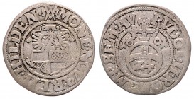 Stadt
Deutschland nach Regionen/Städten und Jahreszahlen geordnet, Hildesheim. 1/24 Taler, 1601. 1,73g
S&J. 4044
f.ss