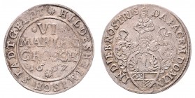 Stadt
Deutschland nach Regionen/Städten und Jahreszahlen geordnet, Hildesheim. 6 Mariengroschen, 1669. 5,77g
ss