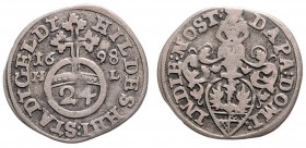 Stadt
Deutschland nach Regionen/Städten und Jahreszahlen geordnet, Hildesheim. 1/24 Taler, 1698. 1,35g
Schon 4
ss