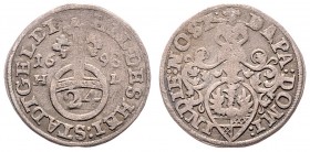 Stadt
Deutschland nach Regionen/Städten und Jahreszahlen geordnet, Hildesheim. 1/24 Taler, 1698. 1,47g
Schön 4
ss