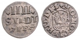 Stadt
Deutschland nach Regionen/Städten und Jahreszahlen geordnet, Hildesheim. 4 Pfennig, 1724. 3,37g
Buck/Bahrfeldt 445
ss