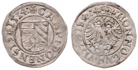 Stadt
Deutschland nach Regionen/Städten und Jahreszahlen geordnet, Kempten. 1/2 Batzen, 1514. 1,97g
Schulten 1591, Nau 37
ss/vz