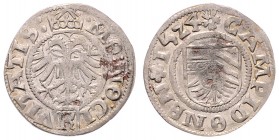 Stadt
Deutschland nach Regionen/Städten und Jahreszahlen geordnet, Kempten. 1/2 Batzen, 1524. 1,67g
S&J. 1503
ss