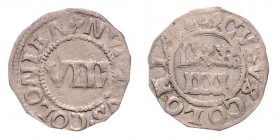 Stadt
Deutschland nach Regionen/Städten und Jahreszahlen geordnet, Köln. 8 Heller, 1609. 0,83g
f.ss