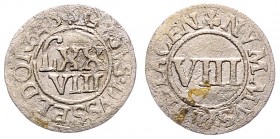 Stadt
Deutschland nach Regionen/Städten und Jahreszahlen geordnet, Köln. 8 Heller, 1627. 0,56g
Noss 331a
ss