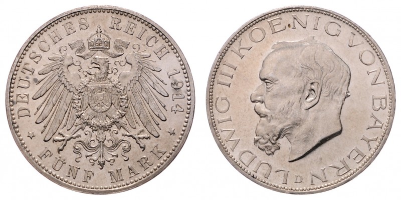 Ludwig III. 1913 - 1918
II. Deutsches Kaiserreich 1871 - 1918, Bayern. 5 Mark, 1...