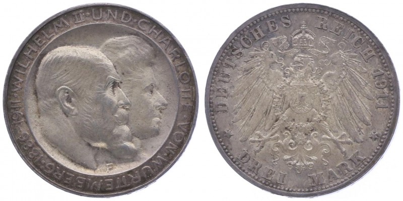 Wilhelm II. 1891 - 1918
II. Deutsches Kaiserreich 1871 - 1918, Württemberg. 3 Ma...