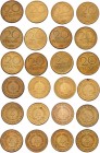 Kursmünzen
Ostdeutschland 1949 - 1989. Lot 21 Stück 20 Pfennig, 1969, 71, 72, 73, 83, alle Mzst. A. Berlin
a. 5,40g
stgl