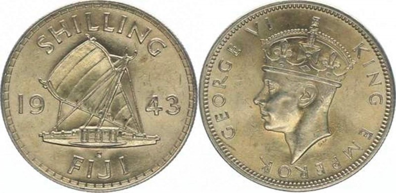 Georg VI. 1936-1952
Fiji Islands. Shilling, 1943 S. San Francisco
5,65g
KM 12a
s...