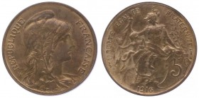 Dritte Republik 1871 - 1940
Frankreich. 5 Centimes, 1916. Paris
Gad. 165
vz/stgl
