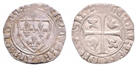 Karl VI. 1380 - 1422
Frankreich, Toulouse. Blanc Guénar, o. Jahr. Wappen / im Kreuz, 2 Lilien und 2 Kronen.
3,02g
Duplessy 377
ss+