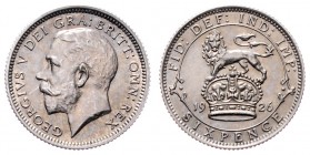 Georg V. 1910 - 1936
Großbritannien. 6 Pence, 1926. Birmingham
2,84g
KM 828
stgl