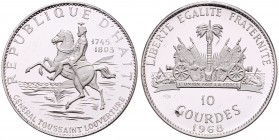 Rebublik
Haiti. 10 Gourdes IC, 1968. 46,43g
KM 65.1
win.Kr.
PP