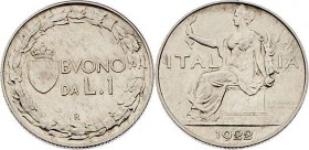 Viktor Emanuel III. 1900 - 1946
Italien, Königreich. 1 Lire, 1922 R. Rom
8,07g
KM 62
stgl