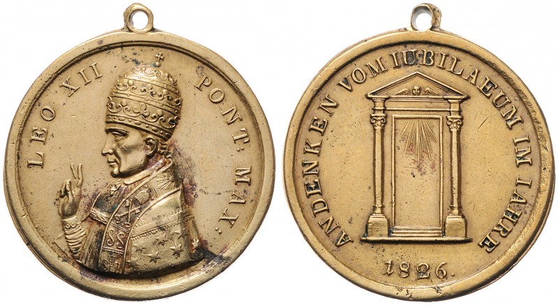 Leo XII. 1823 - 1829
Italien, Vatikan. Bronzemedaille, 1826. vergoldet, Brustbil...