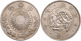 Mutsuhito 1867 - 1912
Japan. Drachen - Dollar, 1870 / Jahr 3. Material Probe in Weißmetall oder Fälschung ? , ähnlich wie Japan KM Pn 9/14 Jahr 3 1870...