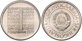 nach 1945
Jugoslawien. 1 Dinar, 1978. in Cu/Ni, Probeprägung mit einer Auflage von ca. 19 Stück
Paris
4,78g
KM Pn27
stgl