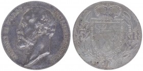 Johann II. 1858 - 1929
Liechtenstein. 5 Kronen, 1904. 24,03g
KM 4, HMZ 2-1376
Auflage 15.000 Expl.
vz