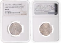 Moulay Abd al Aziz AH 1311 - 26 / 1894 - 1904
Marokko. 2 1/2 Dirhams, AH 1314 / 1897. in NGC Holder
Paris
KM 19/11.2
MS 64