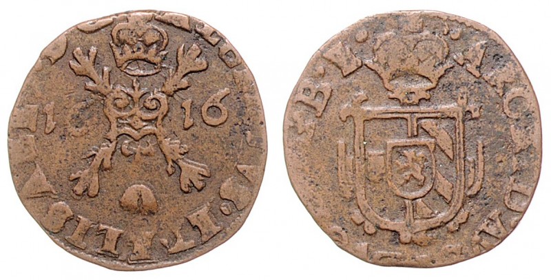 Albert & Isabella 1598 - 1621
Niederlande, Brabant. Gigott, 1616. Brüssel
1,77g
...