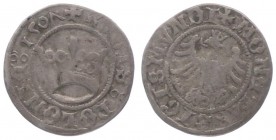 Sigismund I. 1506 - 1548
Polen. Kron- Halbgroschen, 1507. 0,93g
Gumowski 480
ss