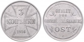 Oberbefehlshaber Ost
Russland. 3 Kopeken, 1916 A. Berlin
8,58g
J. 603
stgl