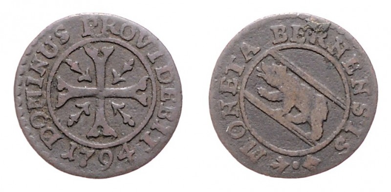 Stadt
Schweiz, Bern. Vierer, 1794. 0,52g
Divo/Tobler 533, HMZ 226
f.ss