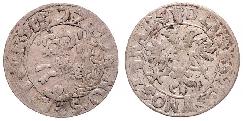 Stadt
Schweiz, Schaffhaussen. 3 Kreuzer, 1597. 2,13g
Wielan. 226ff
f.ss