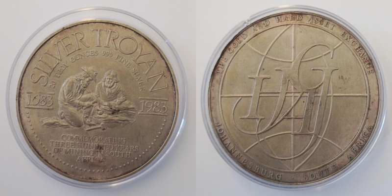 Republik
Süd Afrika. Silver Troyan 20 Unzen, 1983. Jubiläum 300 Jahre Bergbau 16...