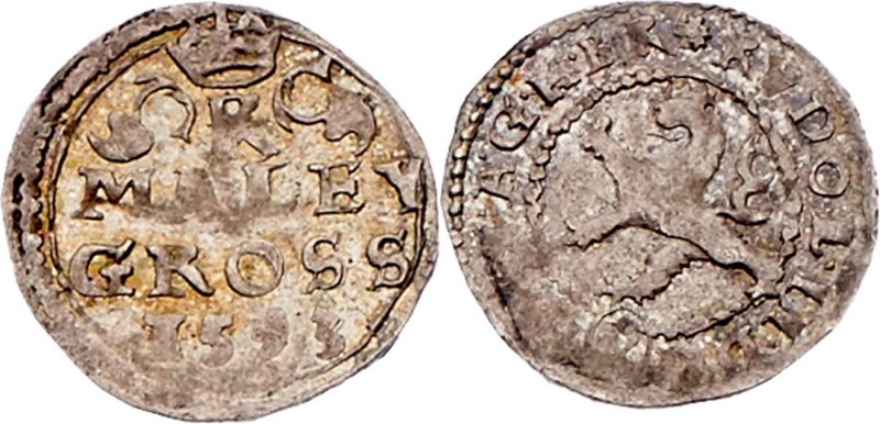 Rudolph II. 1576 - 1612
Maleygroschen, 1593. Budweis
1,05g
MzA Seite 79
übliche ...