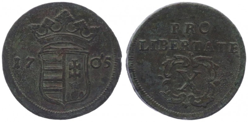 Ungarische Malkontenten 1700 - 1707
X Poltura, 1705. Kremnitz
8,12g
Her. 24, Hus...