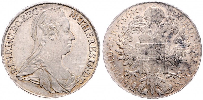 Maria Theresia 1740 - 1780
Taler, 1780 TS-IF. Günzburg
27,97g
Fr. 760d, Her. 512...