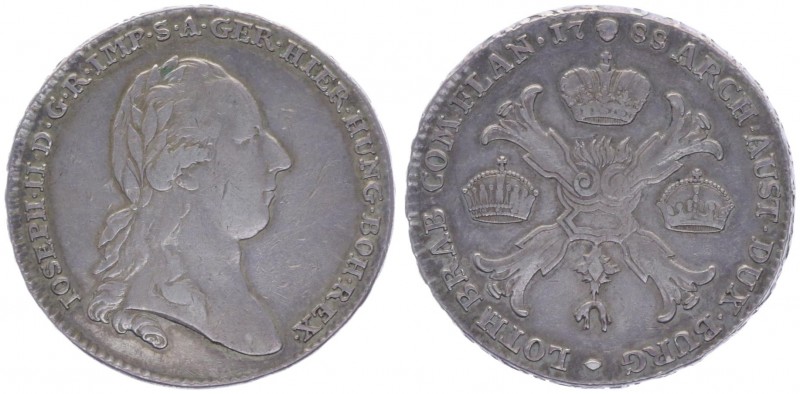 Joseph II. als Alleinregent 1780 - 1790
Kronentaler, 1788. getrennte Jahreszahl
...