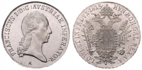 Franz I. 1806 - 1835
1/2 Taler, 1815 A. Wien
14,05g
Fr. 214
vz/stgl