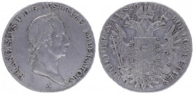 Franz I. 1806 - 1835
1/2 Taler, 1826 A. Wien
13,58g
Fr. 235
ss