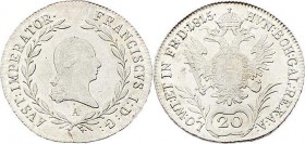 Franz I. 1806 - 1835
20 Kreuzer, 1815 A. Wien
6,71g
Fr. 308
stgl