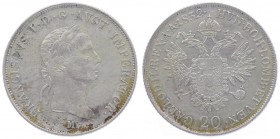 Franz I. 1806 - 1835
20 Kreuzer, 1832 M. Mailand
6,68g
Fr. 382
ss/vz