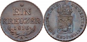 Franz I. 1806 - 1835
Kreuzer, 1816 A. Wien
8,61g
Fr. 530
vz/stgl