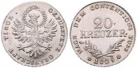 Franz I. 1806 - 1835
20 Kreuzer, 1809. Hall
6,69g
Fr. 554
von rostigem Stempel
stgl