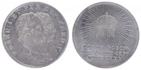 Franz I. 1806 - 1835
Ag - Jeton, 1830. auf die Krönung Ferdinand V. zum ungarischen König
Pressburg
3,27g
Fr. VII. 3. b.
stgl