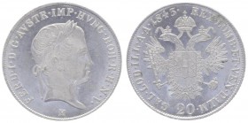 Ferdinand I. 1835 - 1848
20 Kreuzer, 1843 M. Mailand
6,69g
Fr. 823
vz/stgl