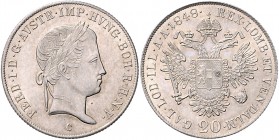 Ferdinand I. 1835 - 1848
20 Kreuzer, 1848 C. Prag
6,74g
Fr. 841
stgl