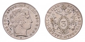 Ferdinand I. 1835 - 1848
3 Kreuzer, 1848 A. Wien
1,68g
Fr. 870
f.stgl