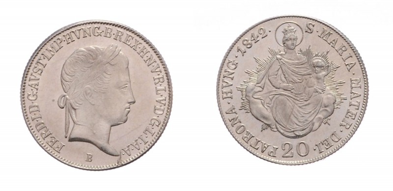 Ferdinand I. 1835 - 1848
20 Kreuzer, 1842 B. Kremnitz
6,74g
Fr. 940
stgl