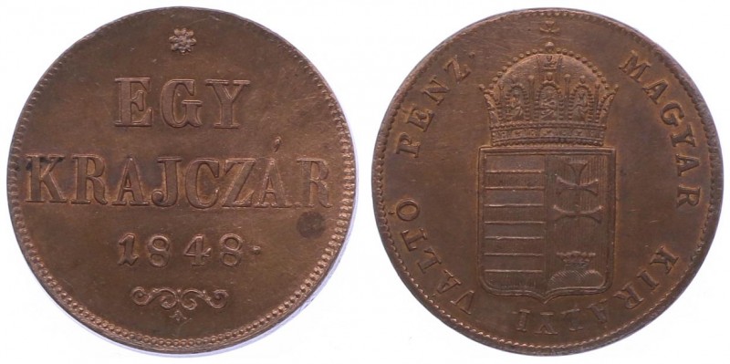 Ferdinand I. 1835 - 1848
Egy Krajczar, 1848. Kremnitz
8,67g
Fr. 1075
kleiner Fle...